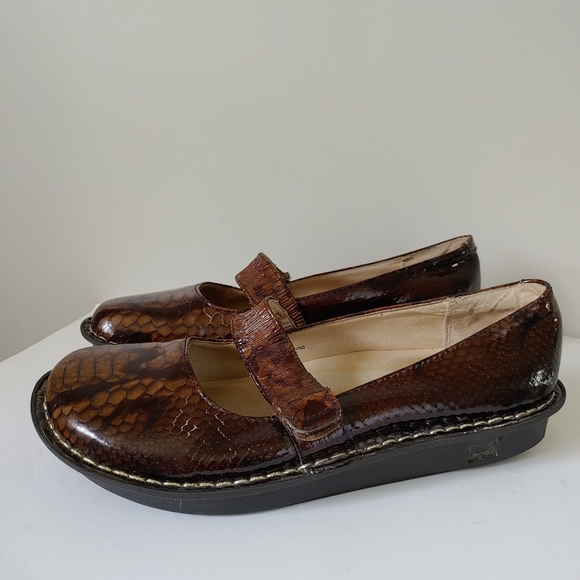 Alegria Feliz Snakeskin Print Mary Jane Shoes Clogs Leather US 9 / EU 39 - Picture 6 of 16
